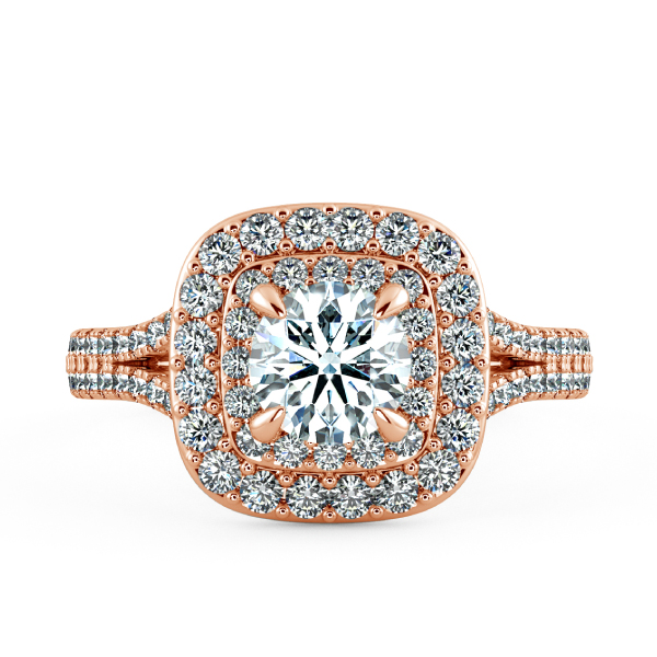 Double Halo Cushion Engagement Ring with Eternity Band NCH2302 2